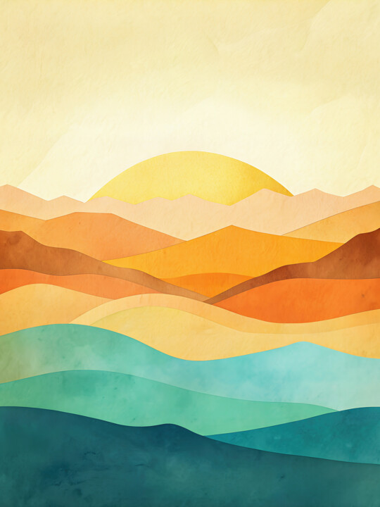 Digital Arts titled "Mountain Majesty" by Miguel Bruzual, Original Artwork, Digital Painting