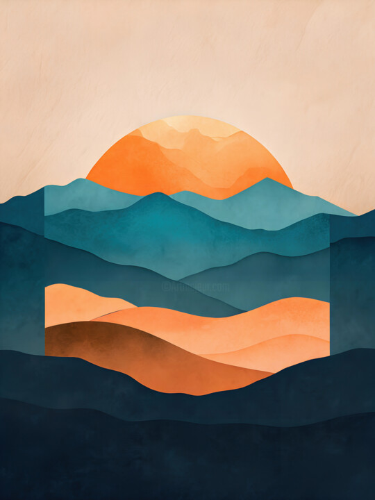 Digital Arts titled "Abstract Peaks" by Miguel Bruzual, Original Artwork, Digital Painting