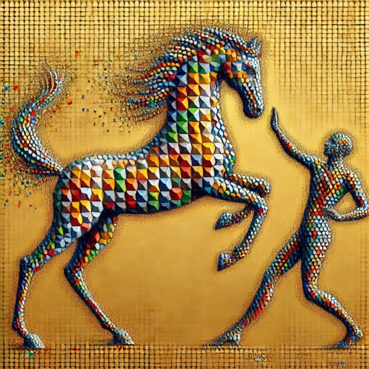 El cubismo dorado de la libertad. 数字艺术