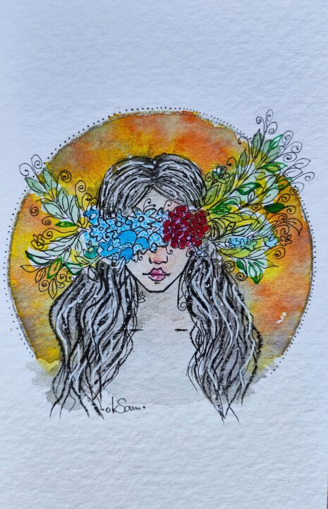 Floral harmony 绘画, 5.9x3.9 in