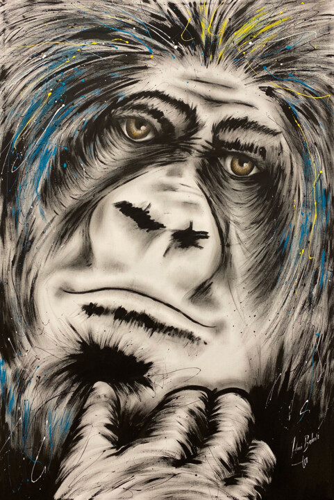 Gorilla Big Emotion 绘画, 58.3x38.6 in