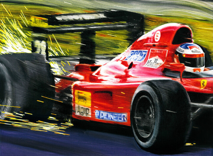 JEAN ALESI ON FERRARI 643 F1 绘画, 11.8x15.8 in