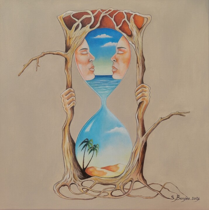Le miroir du temps 绘画, 15.8x15.8 in