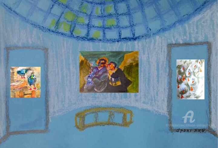 Les images sur image. no1. Schilderij, 7,9x11,8 in