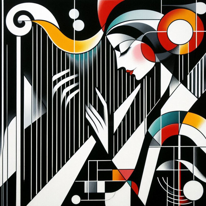 Portrait of a Harp Player Dijital Sanat, 39,4x39,4 in
