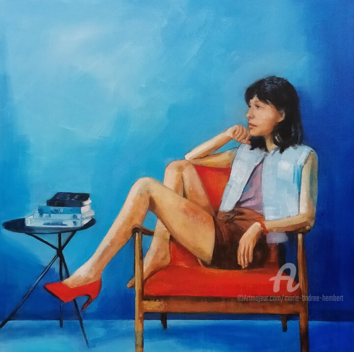 Peinture intitulée "Clémence" par Marie Andrée Hembert, Œuvre d'art originale, Huile Monté sur Châssis en bois
