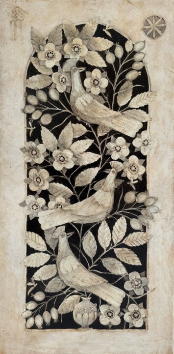 Three birds 绘画, 39.4x19.7 in