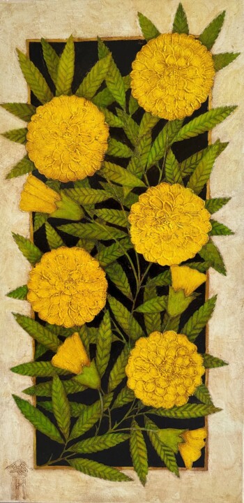 Asters 绘画, 39.4x19.7 in