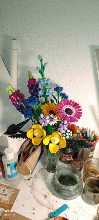 Pittura intitolato "Bouquet de fleurs L…" da Benoit !, Opera d'arte originale, Plastica