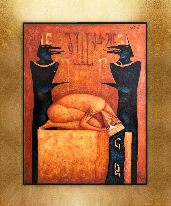 Painting titled "Sacrifice" by Andrew Ryabov, Original Artwork, Oil Mounted on Wood Stretcher frame