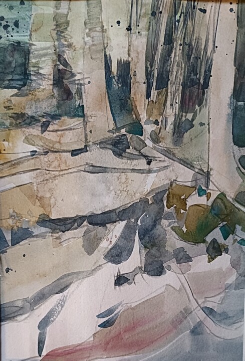 Painting titled "Bosque en colores g…" by Agus Vaquero, Original Artwork, Watercolor