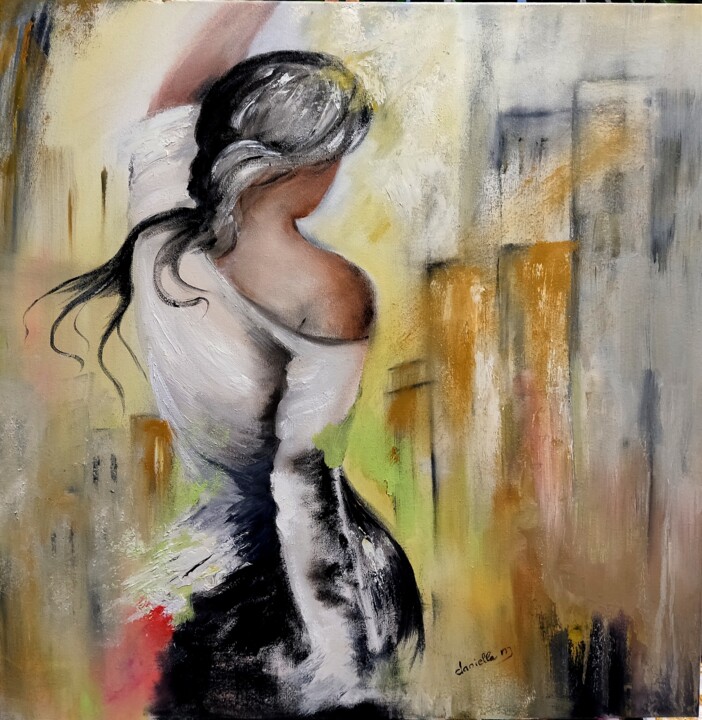 Peinture intitulée "Quand on arrive en…" par Danielle Mangeon, Œuvre d'art originale, Huile Monté sur Châssis en bois