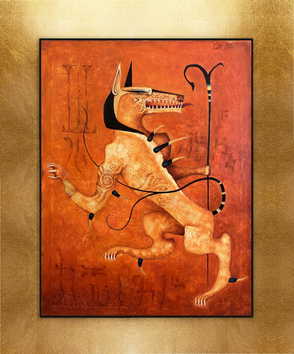 Painting titled "Defender" by Andrew Ryabov, Original Artwork, Oil Mounted on Wood Stretcher frame
