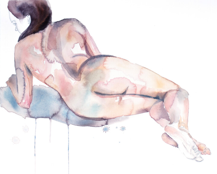 绘画 标题为“Nude No. 110” 由Elizabeth Becker, 原创艺术品, 水彩