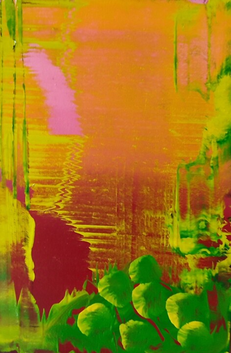 Painting titled "abstrait 2502" by Francis Giroux, Original Artwork, Oil Mounted on Wood Panel