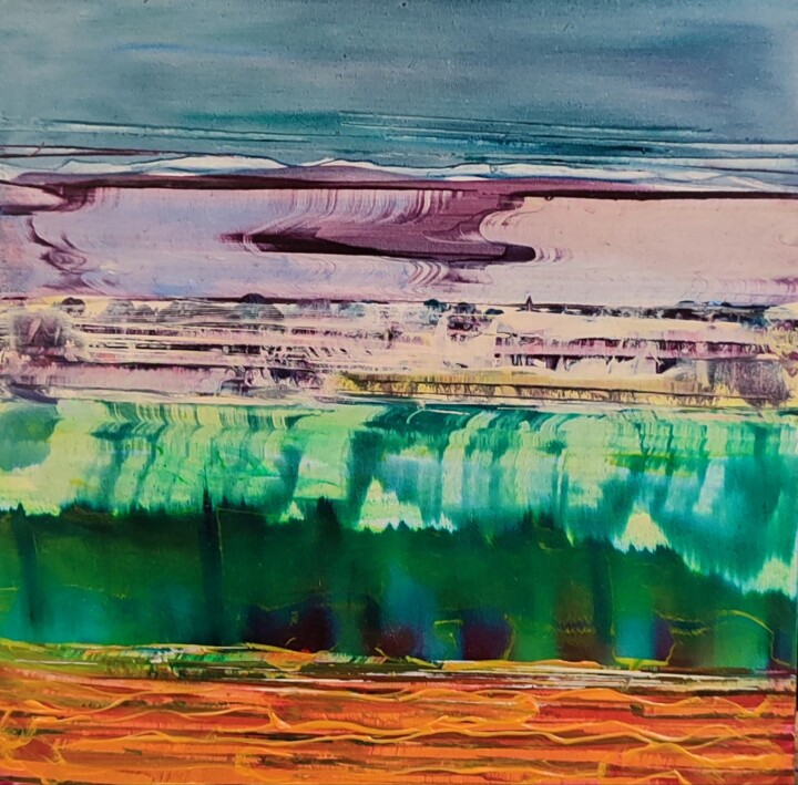 Painting titled "abstrait 202503" by Francis Giroux, Original Artwork, Oil Mounted on Wood Panel