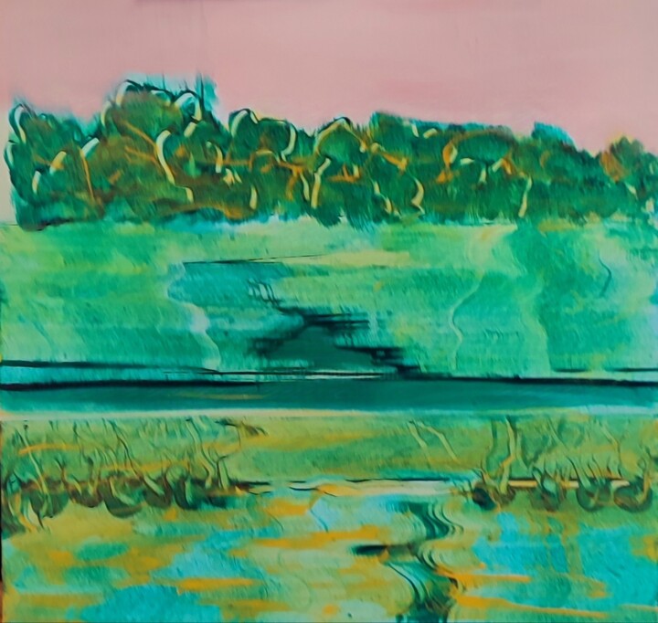 Painting titled "abstrait 2402" by Francis Giroux, Original Artwork, Oil