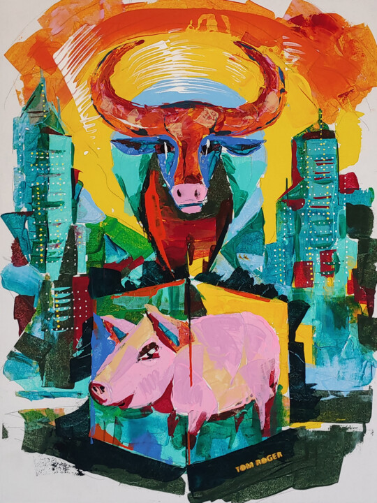 Gemälde Artiodactyla and the box – Urbane Ambivalenz 绘画, 31.5x23.6 in
