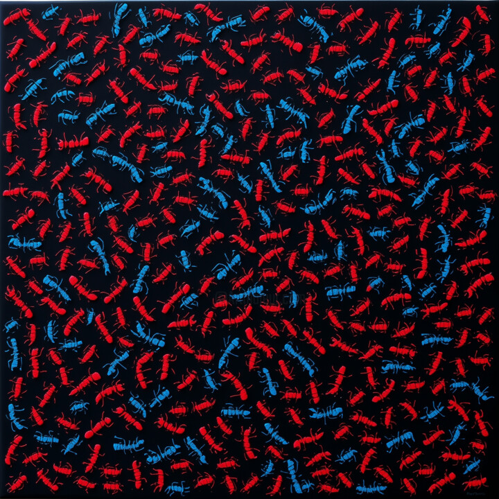 Parallel Harmony: Red and Blue Ants 数字艺术
