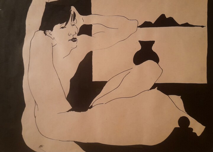 Thinking 绘画, 7.9x11.4 in