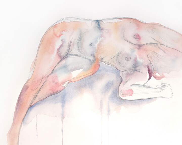 绘画 标题为“Nude No. 108” 由Elizabeth Becker, 原创艺术品, 水彩