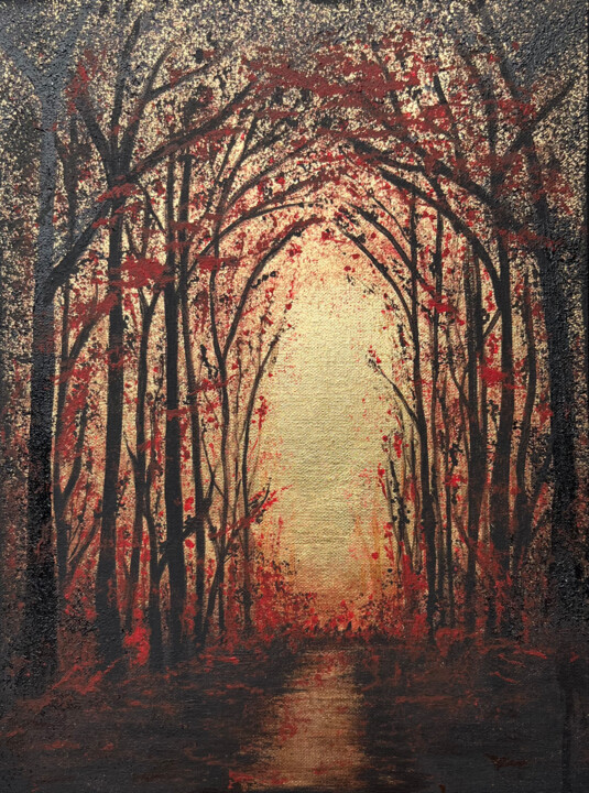 Golden Autumn Painting, 15.8x11.8 in