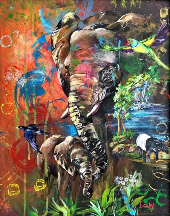 Le Lien des Générations 绘画, 19.7x15.8 in