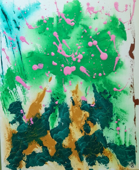 Rêve de montagnes au printemps 绘画, 18.1x15 in