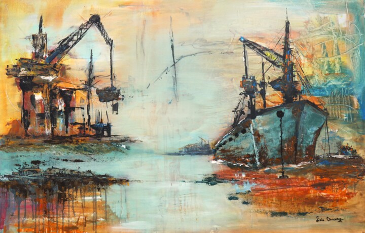 Abandoned, Abstract Acrylic Painting Schilderij, 27,6x43,3 in