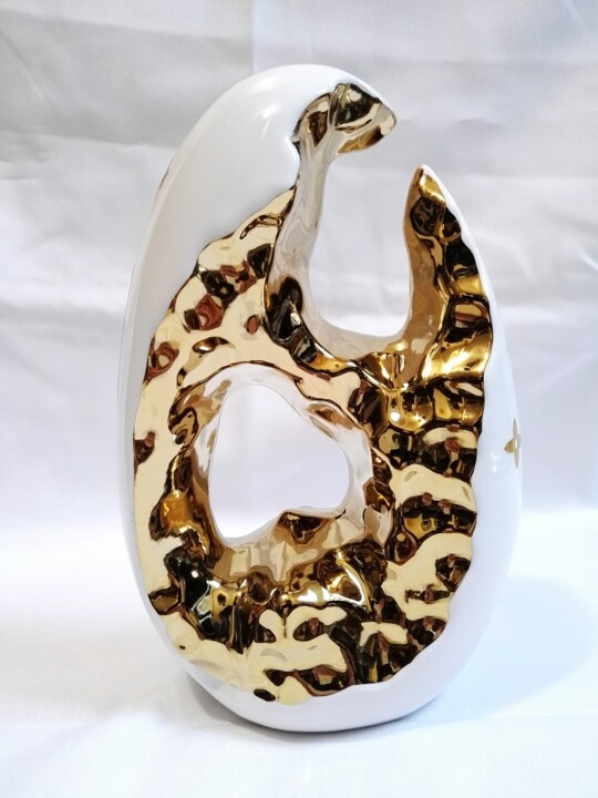 Œuf Vuitton, céramique + email format 23/15 cm 2025 雕塑, 9.1x5.9 in