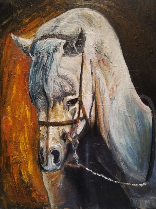White Horse 绘画, 29.9x24 in