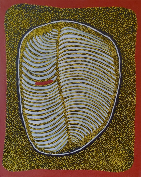 Aboriginal style dot and line drawing Tablo, 19,7x15,8 in