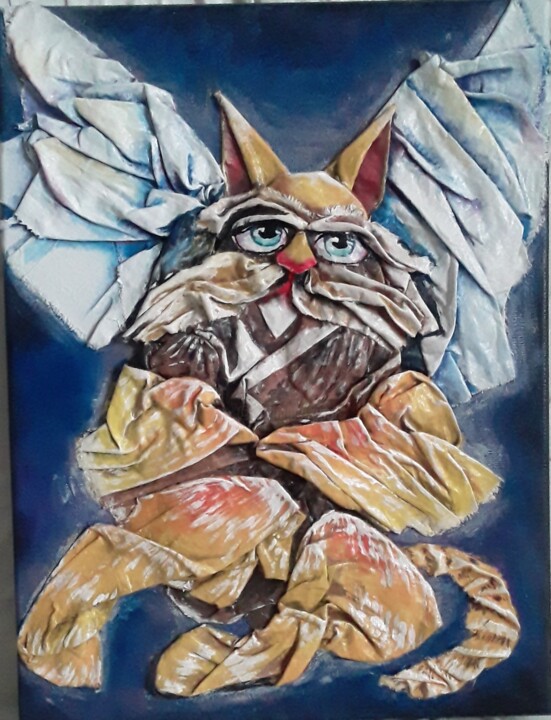 Берегите тех, кто нас хранит. Котоангел 绘画, 15.8x11.8 in