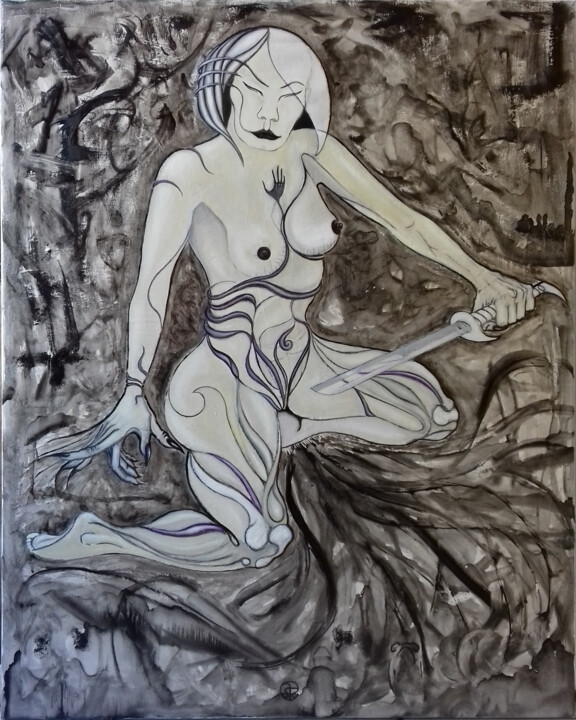 Peur du lâcher prise 绘画, 31.9x25.6 in