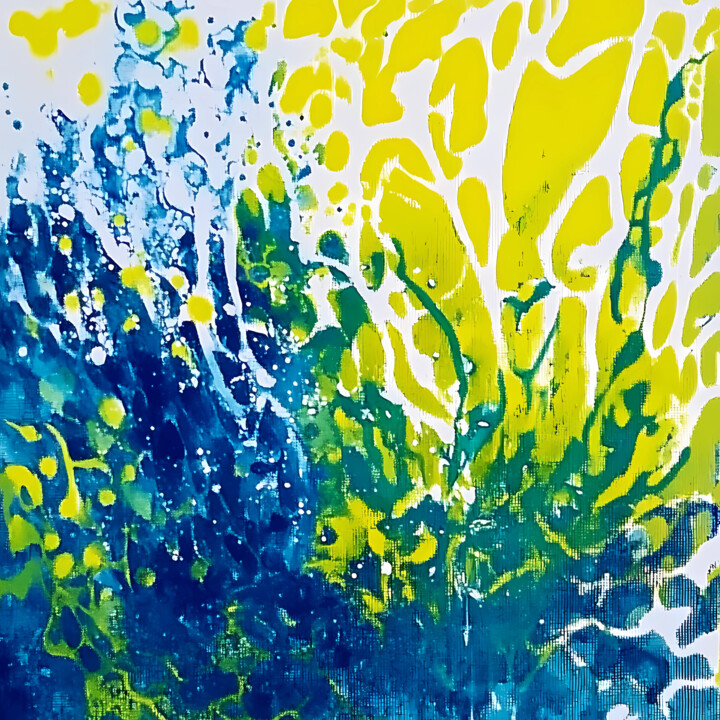 Inspired by Grace and Greenery - Colorful Expressionist Wall 印花与版画, 15.8x15.8 in