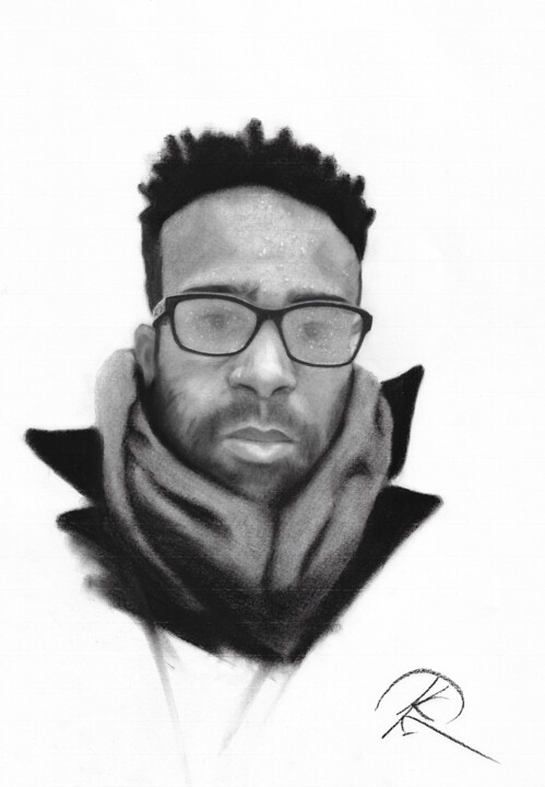 Drawing titled "pluviophile" by Michael K Davis, Original Artwork, Charcoal
