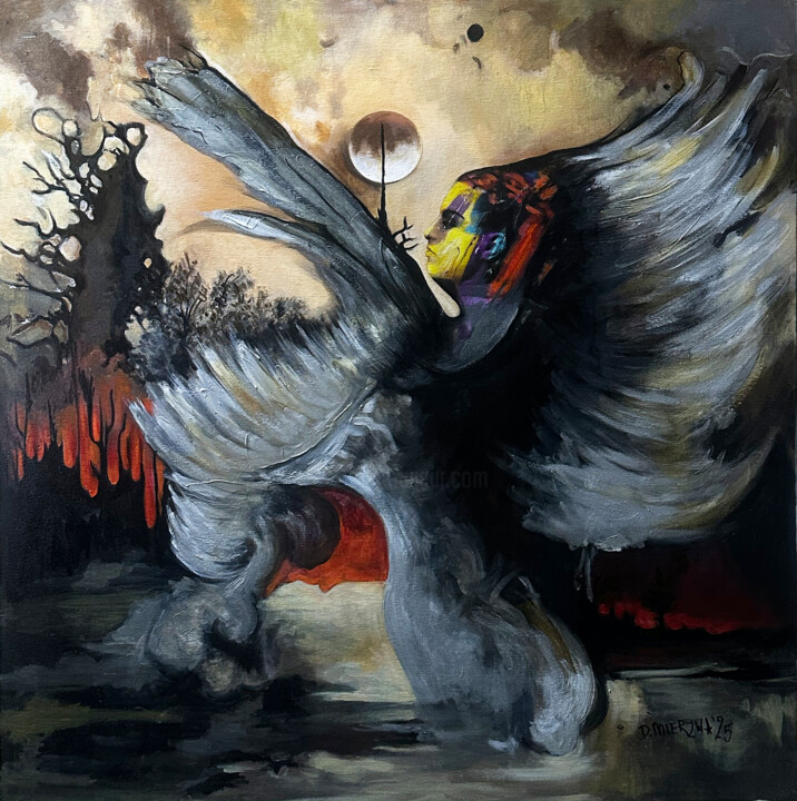 Malarstwo zatytułowany „Metamorfoza Demeter” autorstwa Dariusz Witold Mierzwa, Oryginalna praca, Olej Zamontowany na Drewnia…