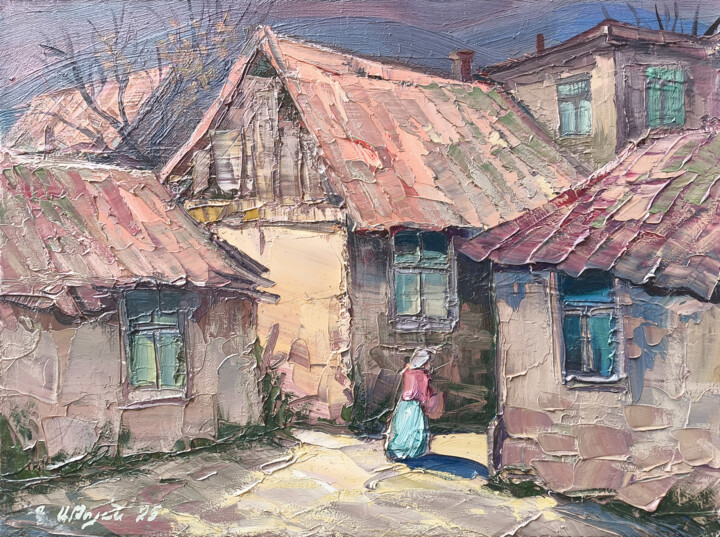 Rustic Houses Scene Картина, 11,8x15,8 in
