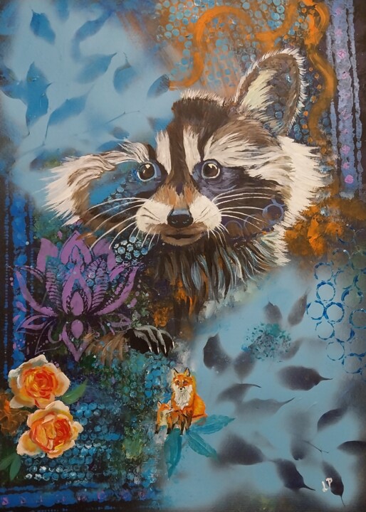 Waschbär. 绘画, 27.6x19.7 in