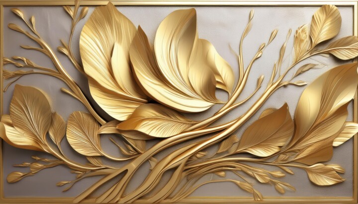 数字艺术 标题为“Stunning Gold Leaf…” 由Jacek Dudziński, 原创艺术品, AI生成的图像