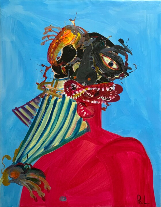 Painting titled "Face. Nominal Passe…" by Po.L., Original Artwork, Acrylic Mounted on Wood Stretcher frame
