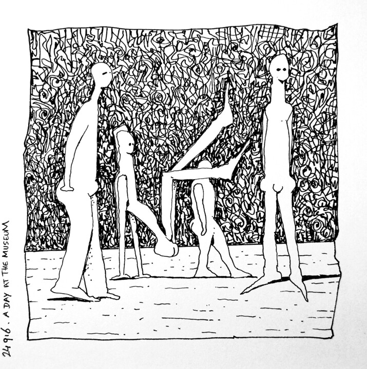 A day at the museum Tekening, 5,9x5,9 in