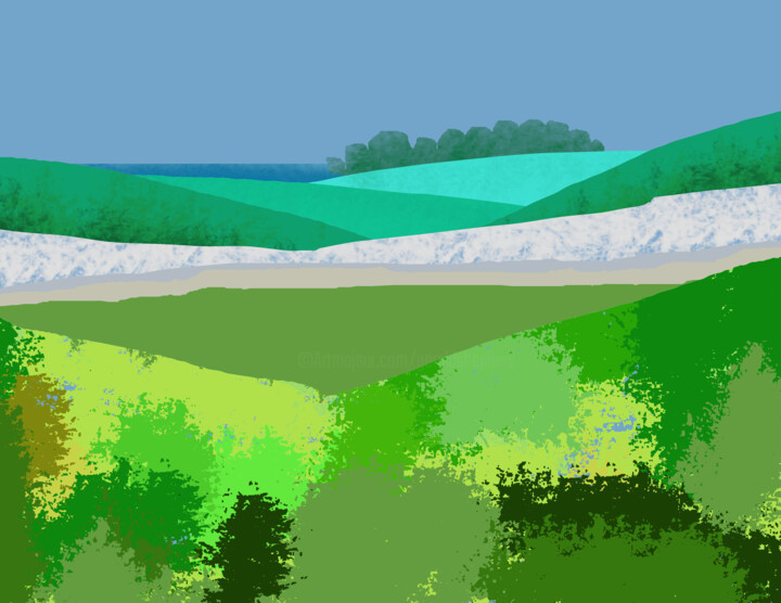 Digital Arts titled "Inland Cliff" by Gerald Shepherd F.F.P.S., Original Artwork, Digital Painting