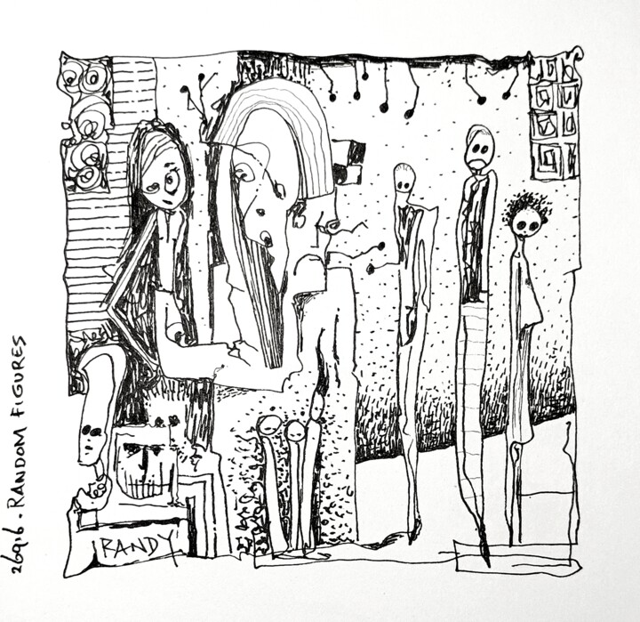 Random figures Tekening, 5,9x5,9 in