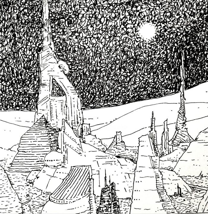 图画 标题为“Moebius heaven too” 由Milto Sideris, 原创艺术品, 中性笔