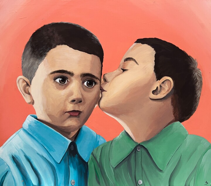 Baiser fraternel 绘画, 13.3x15.2 in