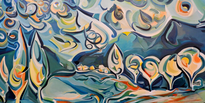 © Porta ad Shangri-La Pittura, 17,7x35,4 in