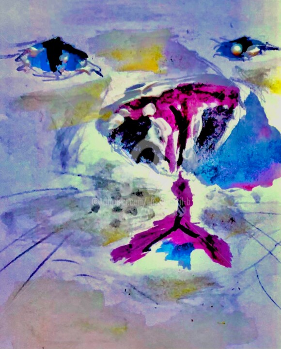 Painting titled "My painting Cat alw…" by Nicole Cecil B, Original Artwork, Acrylic