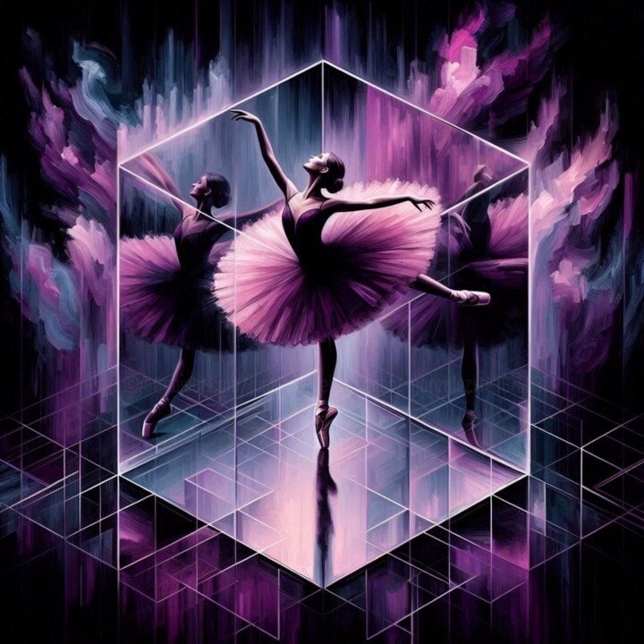Bailarina cubo geométrico 12 Arte digitale