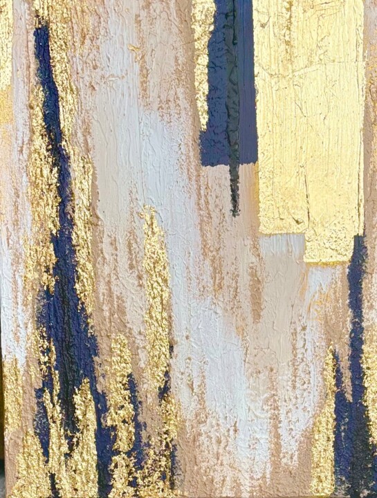 Malerei mit dem Titel "GOLD No. 1" von Antje Jahn, Original-Kunstwerk, Acryl Auf Keilrahmen aus Holz montiert